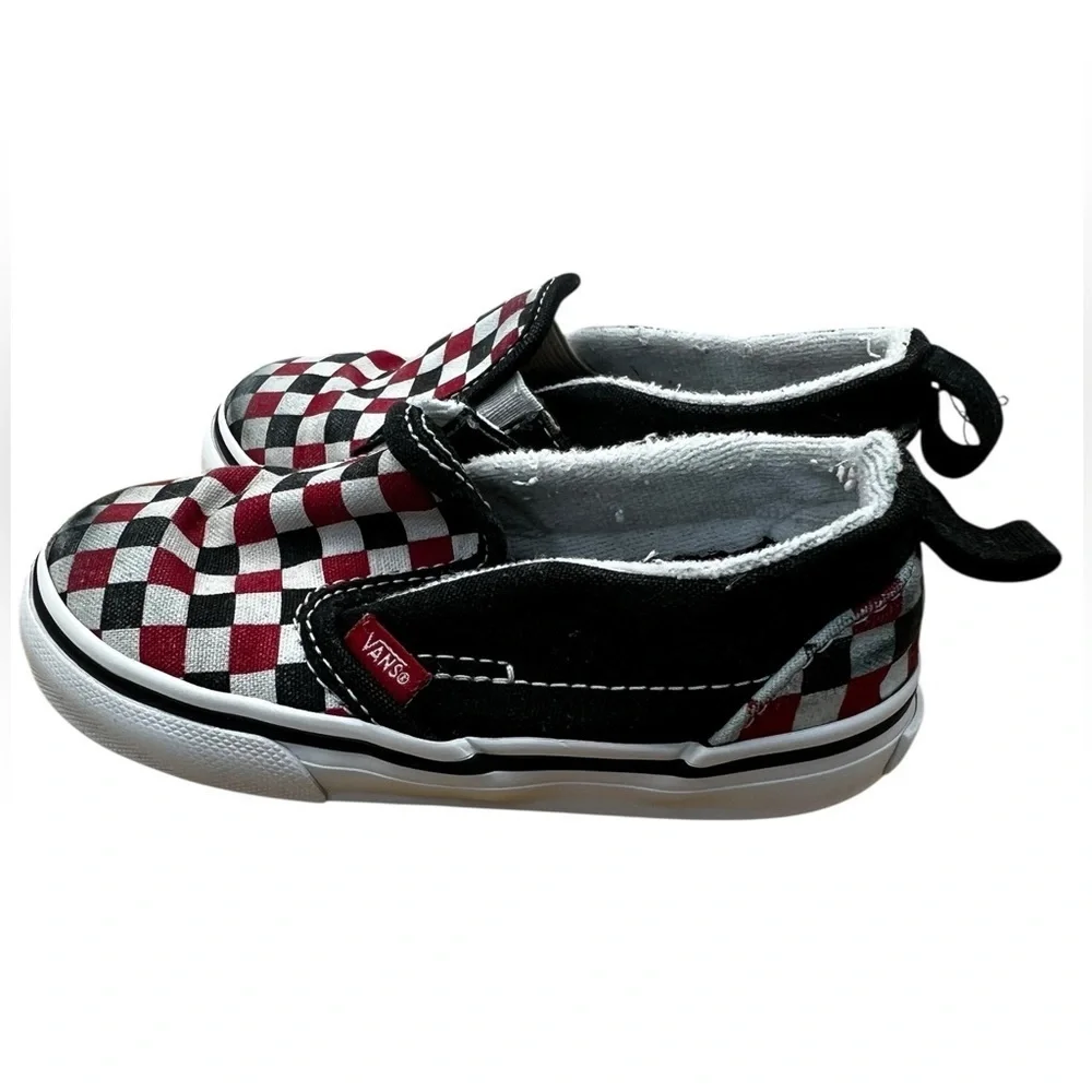 Vans Checkerboard Black shoes - Toddler - RED/Black/White - Size 6.5